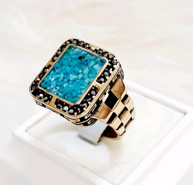 مشخصات ،قیمت وخرید انگشتر طلاروس فیروزه کوب