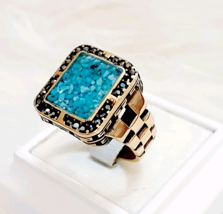 مشخصات ،قیمت وخرید انگشتر طلاروس فیروزه کوب