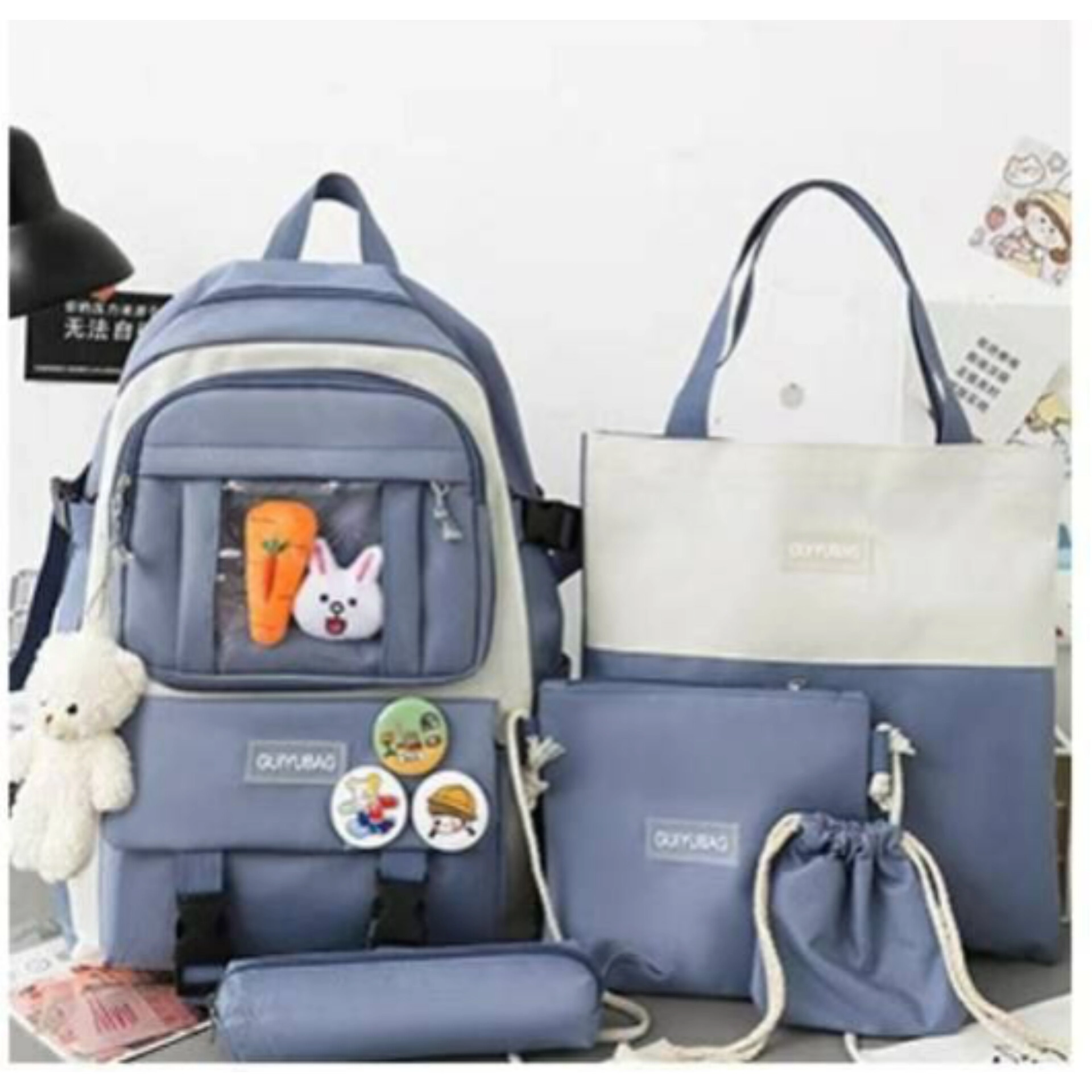 ست پنج تکه کیف وکوله پشتی خرگوشی برزنت