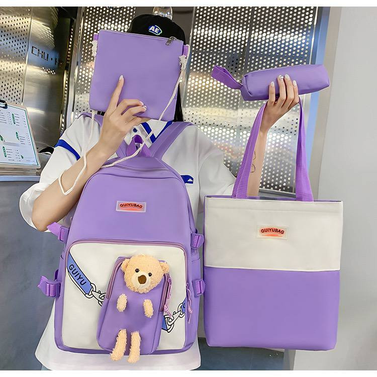 ست چهارتیکه کوله پشتی وکیف عروسکی فانتزی برزنت