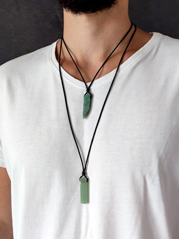 مشخصات قیمت وخریدگردنبندمردانه سنگ آونتورین سبز